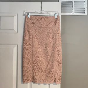 Express Blush Lace Pencil Skirt